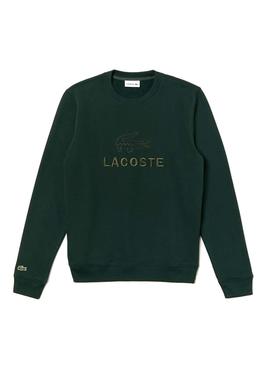 Sudadera Lacoste Logo Bordado Verde Hombre