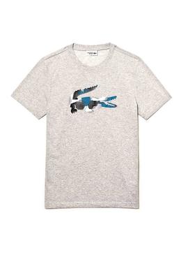 Camiseta Lacoste Sport Croco Camo Gris De Hombre