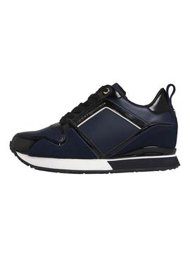 Zapatillas Tommy Hilfiger Leather Wedge Azul Mujer