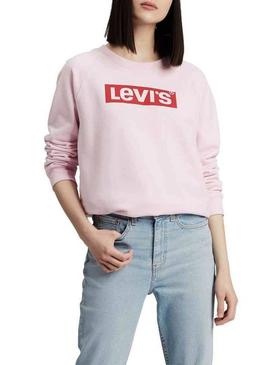 Sudadera Levis Relaxed Graphic Box Tab Rosa Mujer