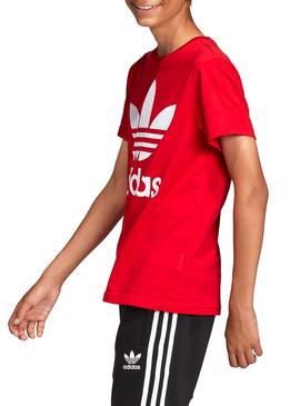 Camiseta Adidas Trefoil Rojo Para Niños