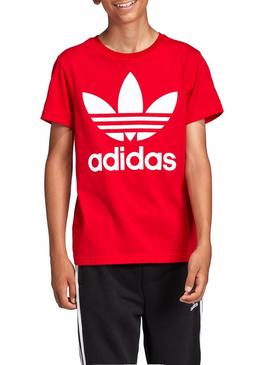 Camiseta Adidas Trefoil Rojo Para Niños