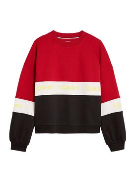Sudadera Tommy Jeans Colorblock Rojo Mujer