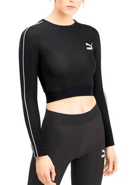 Top Puma Classics Rib Negro Para Mujer