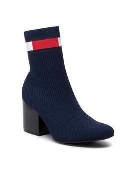 Botines Tommy Hilfiger Flag Sock Marino Para Mujer