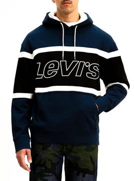 Sudadera Levis Pieced Hoodie Azul Para Hombre