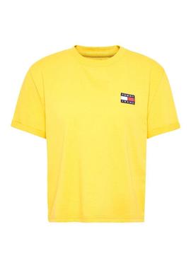 Camiseta Tommy Jeans Badge Amarillo Para Mujer