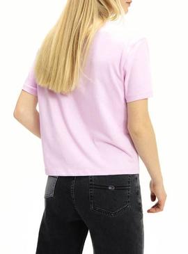 Camiseta Tommy Jeans Flag Rosa Para Mujer