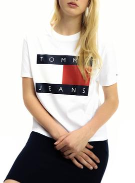 Camiseta Tommy Jeans Flag Blanco Mujer