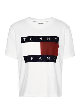 Camiseta Tommy Jeans Flag Blanco Mujer