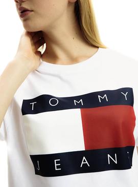 Camiseta Tommy Jeans Flag Blanco Mujer