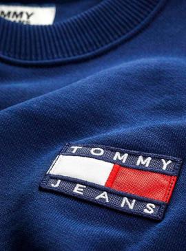 Sudadera Tommy Jeans Badge Crew Marino Para Mujer