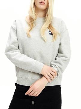 Sudadera Tommy Jeans Badge Gris Para Mujer