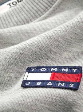 Sudadera Tommy Jeans Badge Gris Para Mujer