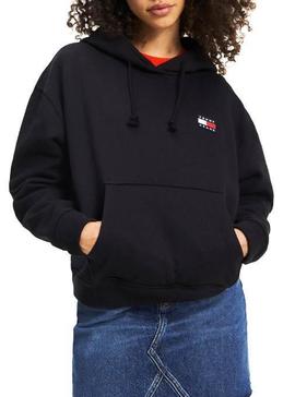 Sudadera Tommy Jeans Badge Hoodie Negro De Mujer