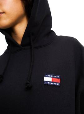 Sudadera Tommy Jeans Badge Hoodie Negro De Mujer