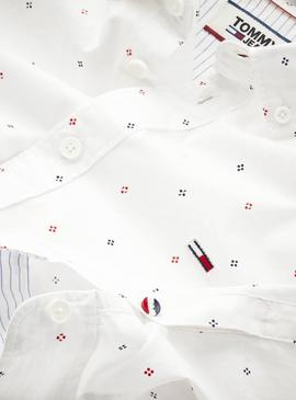 Camisa Tommy Jeans Disty Print Blanco Para Hombre