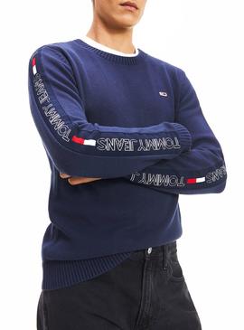 Jersey Tommy Jeans Tape Azul Para Hombre