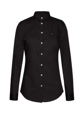 Camisa Tommy Jeans Poplin Negra Mujer