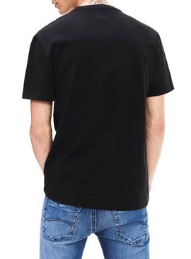 Camiseta Tommy Jeans Flag Negro Para Hombre