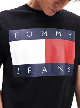 Camiseta Tommy Jeans Flag Negro Para Hombre