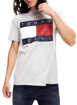 Camiseta Tommy Jeans Flag Gris Para Hombre