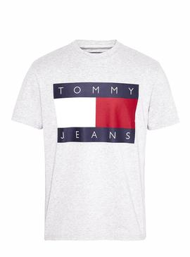 Camiseta Tommy Jeans Flag Gris Para Hombre