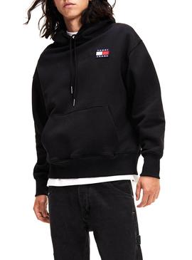 Sudadera Tommy Jeans Badge Hoodie Negro Hombre