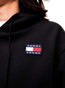 Sudadera Tommy Jeans Badge Hoodie Negro Hombre