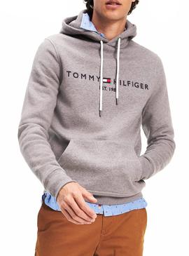 Sudadera Tommy Hilfiger Logo Hoody Gris Hombre