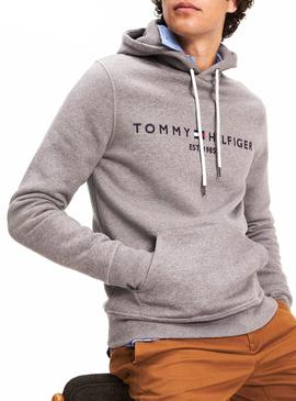 Sudadera Tommy Hilfiger Logo Hoody Gris Hombre