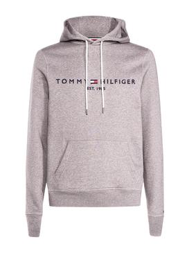 Sudadera Tommy Hilfiger Logo Hoody Gris Hombre