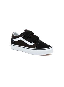 Zapatillas Vans Old Skool Velcro Negro Niña y Niño