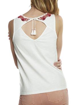 Camiseta Naf Naf Abalorios Blanco Mujer