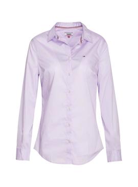 Camisa Tommy Jeans Poplin Lila Mujer