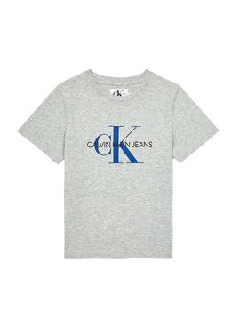 Camiseta Calvin Klein Monogram Gris Para Niño
