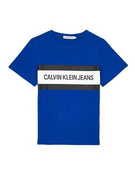 Camiseta Calvin Klein Box Logo Azul Niño