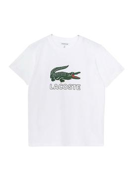 Camiseta Lacoste Croc Blanco Para Niño