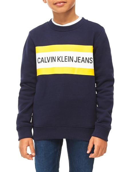 Embrión temporal Silicio Sudadera Calvin Klein Box Logo Marino Para Niño