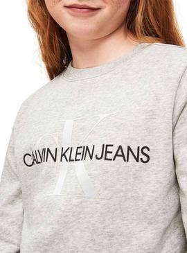 Sudadera Calvin Klein Jeans Monogram Gris Niña