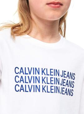 Camiseta Calvin Klein Triple Logo Balnco Para Niño