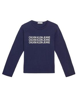 Camiseta Calvin Klein Triple Logo Marino Niño