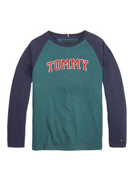 Camiseta Tommy Hilfiger Applique Logo Verde Niños