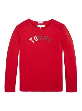 Camiseta Tommy Hilfiger Essential Logo Rojo Niña