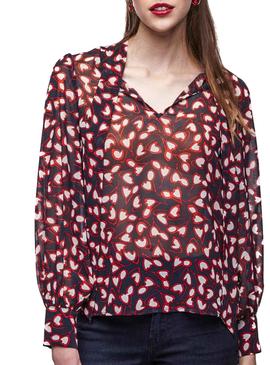 Camisa Naf Naf Corazones Rojo Mujer