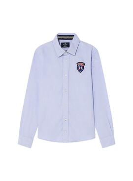 Camisa Hackett Oxford Shield Azul Para Niño