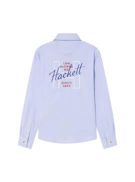 Camisa Hackett Oxford Shield Azul Para Niño