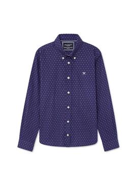 Camisa Hackett Multi Print Azul Para Niño