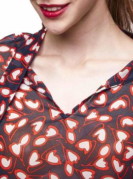 Camisa Naf Naf Corazones Rojo Mujer