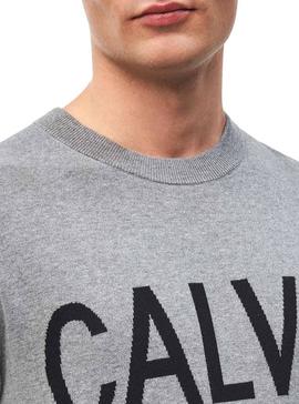Jersey Calvin Klein Logo Gris Para Hombre